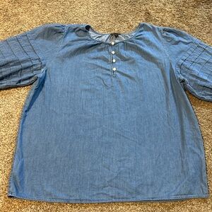 Ann Taylor Denim Blue Casual Button Down Shirt